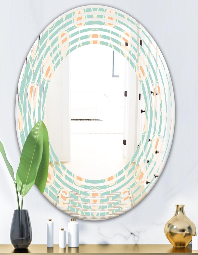 DesignQ Retro Ornamental Design VIII - Modern Round Or Oval Wall Mirror - Wave