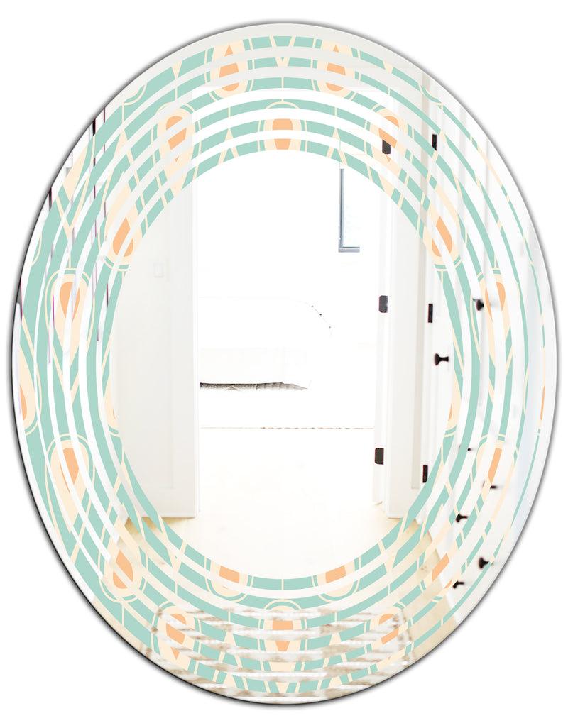 DesignQ Retro Ornamental Design VIII - Modern Round Or Oval Wall Mirror - Wave