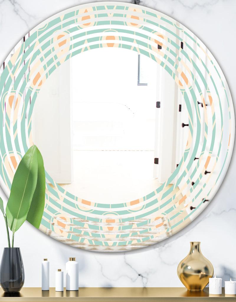 DesignQ Retro Ornamental Design VIII - Modern Round or Oval Wall Mirror - Wave