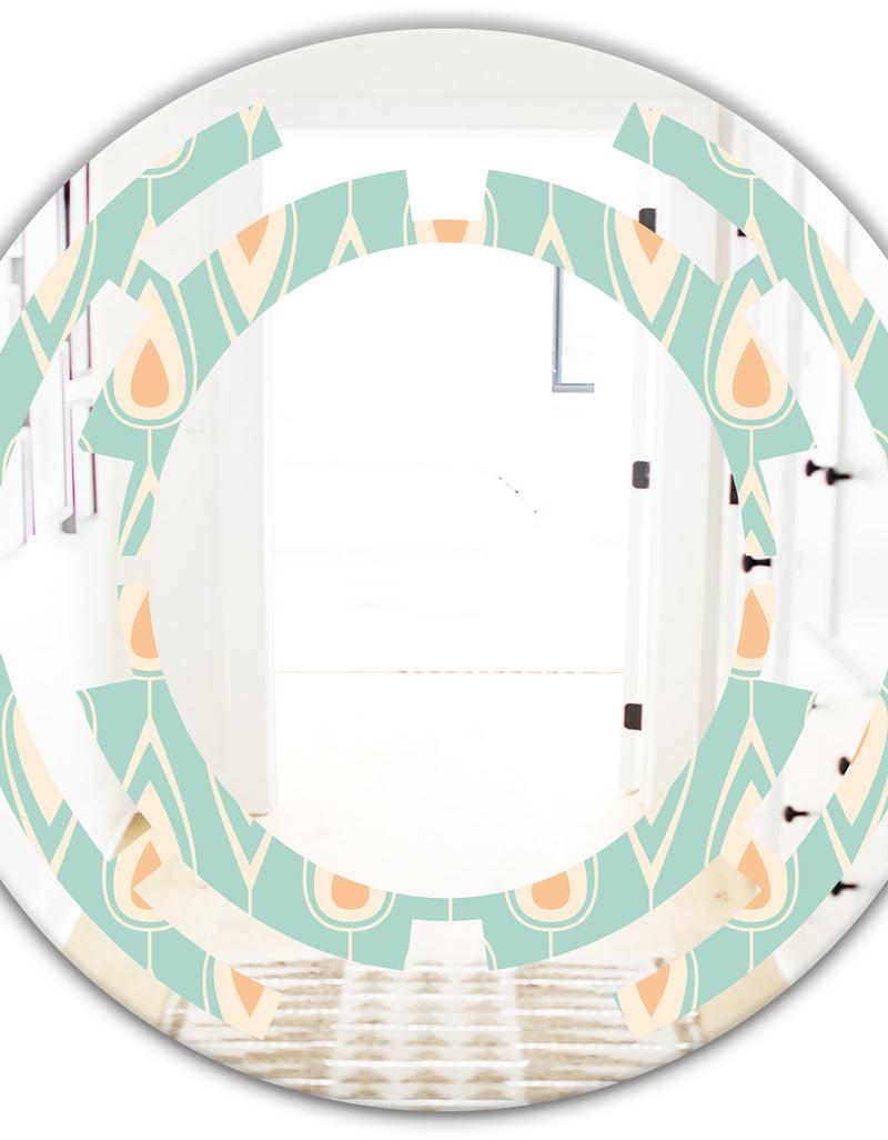 DesignQ Retro Ornamental Design VIII - Modern Round Or Oval Wall Mirror - Space