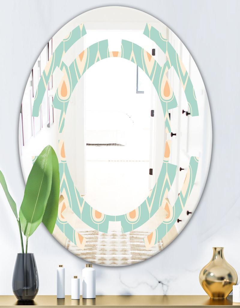DesignQ Retro Ornamental Design VIII - Modern Round Or Oval Wall Mirror - Space