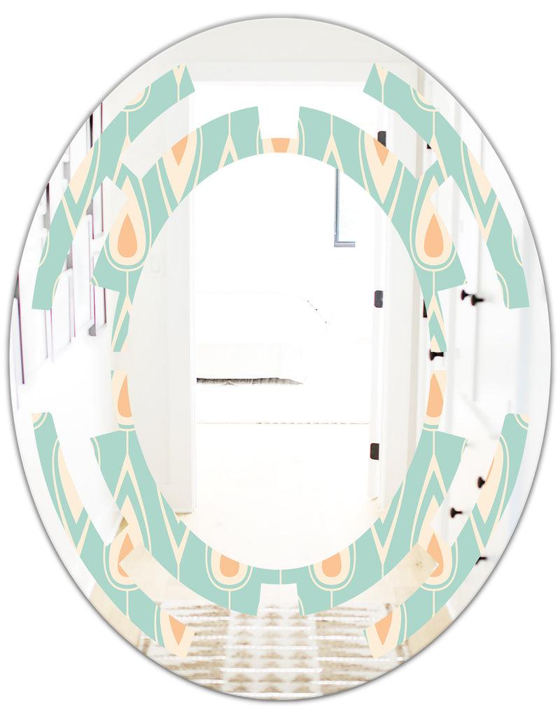 DesignQ Retro Ornamental Design VIII - Modern Round Or Oval Wall Mirror - Space