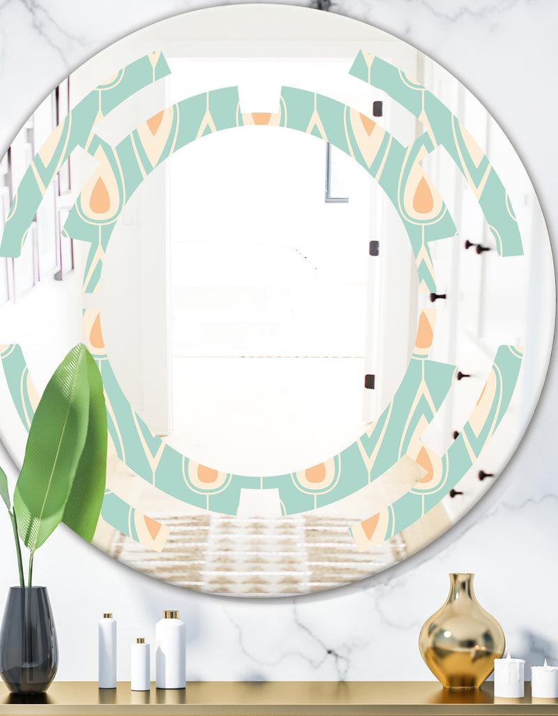 DesignQ Retro Ornamental Design VIII - Modern Round or Oval Wall Mirror - Space