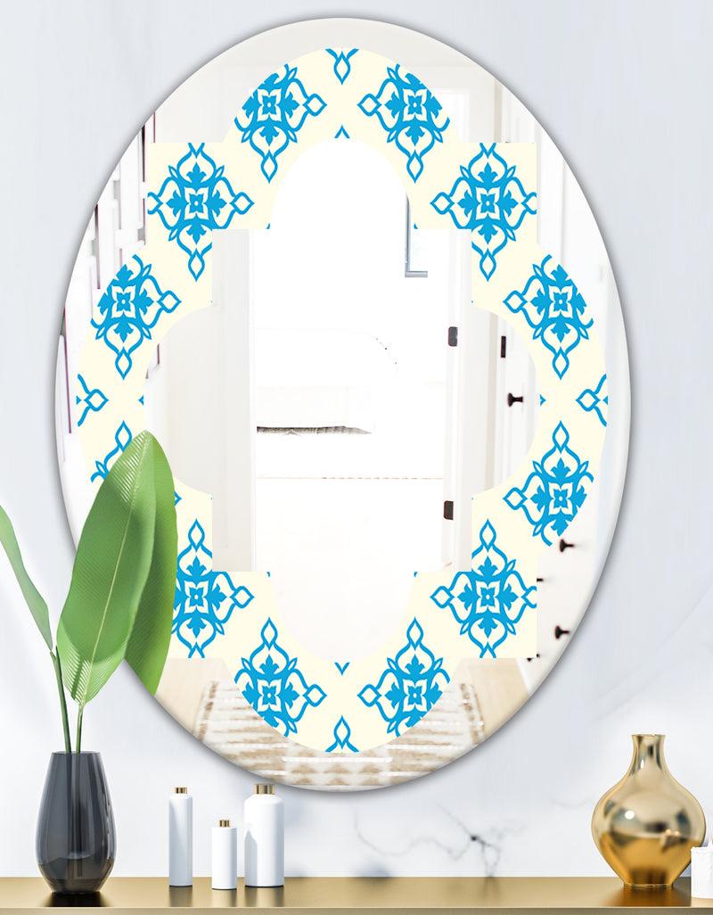DesignQ Retro Ornamental Pattern I - Modern Round Or Oval Wall Mirror - Quatrefoil