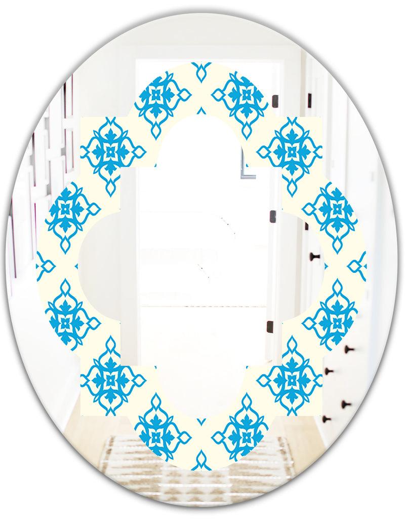 DesignQ Retro Ornamental Pattern I - Modern Round Or Oval Wall Mirror - Quatrefoil
