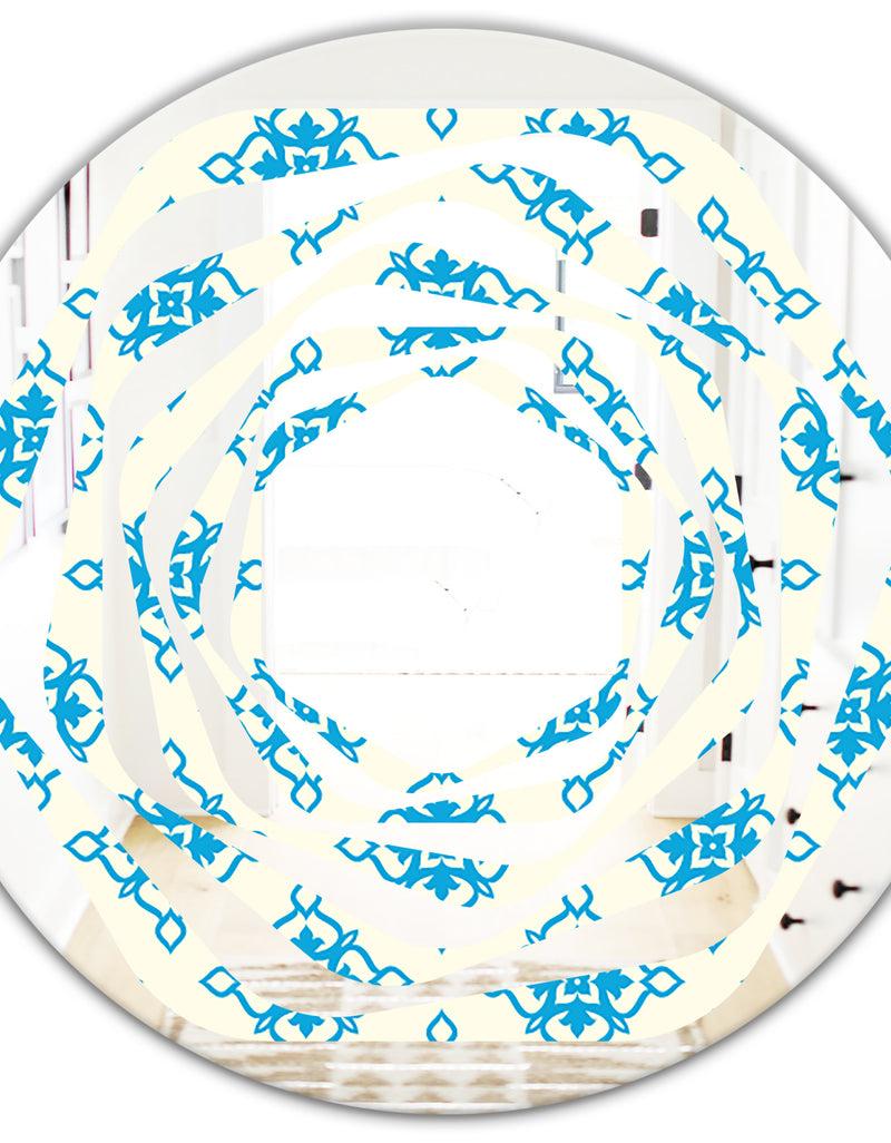 DesignQ Retro Ornamental Pattern I - Modern Round Or Oval Wall Mirror - Whirl