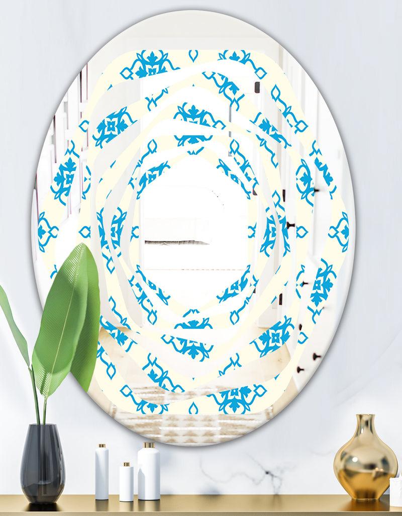 DesignQ Retro Ornamental Pattern I - Modern Round Or Oval Wall Mirror - Whirl