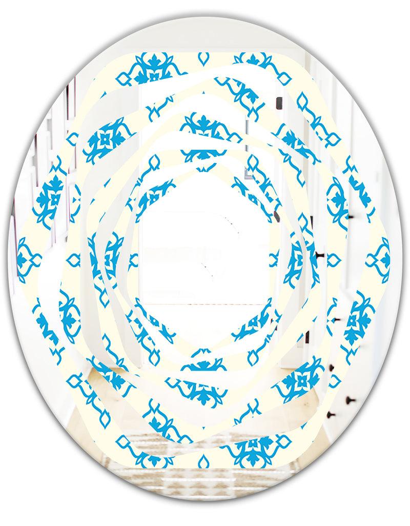 DesignQ Retro Ornamental Pattern I - Modern Round Or Oval Wall Mirror - Whirl