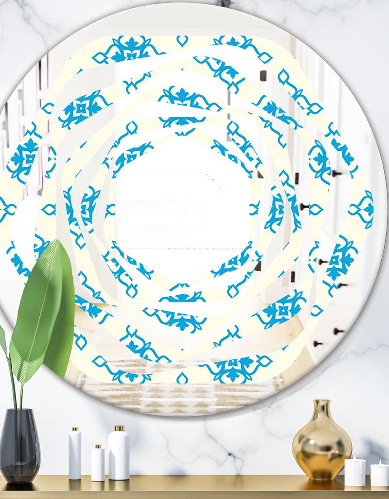 DesignQ Retro Ornamental Pattern I - Modern Round or Oval Wall Mirror - Whirl