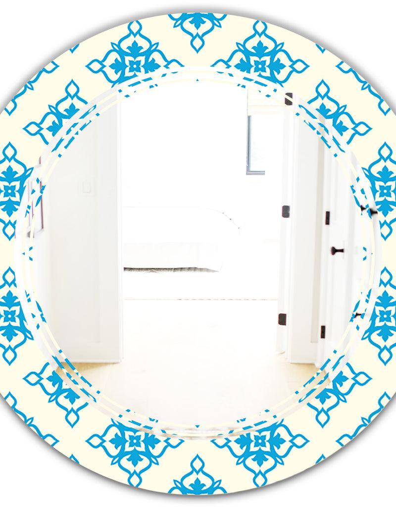 DesignQ Retro Ornamental Pattern I - Modern Round Or Oval Wall Mirror - Triple C