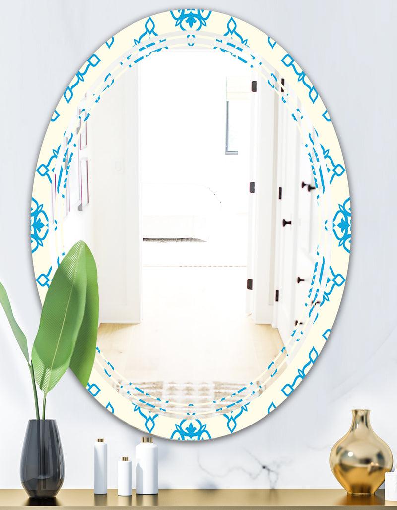 DesignQ Retro Ornamental Pattern I - Modern Round Or Oval Wall Mirror - Triple C