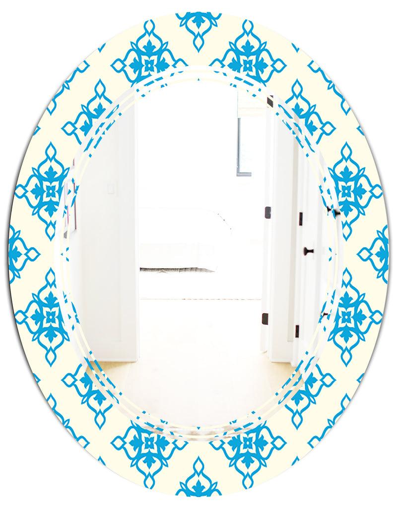 DesignQ Retro Ornamental Pattern I - Modern Round Or Oval Wall Mirror - Triple C