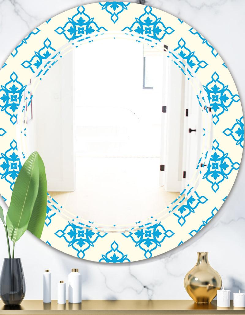 DesignQ Retro Ornamental Pattern I - Modern Round or Oval Wall Mirror - Triple C