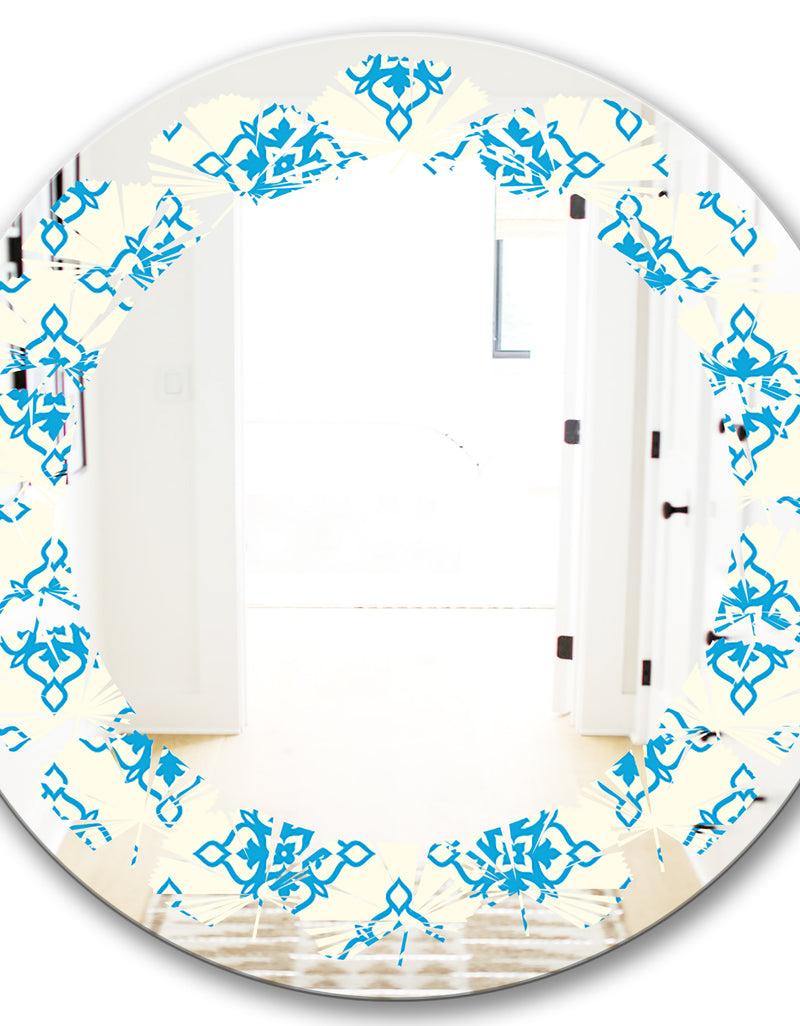 DesignQ Retro Ornamental Pattern I - Modern Round Or Oval Wall Mirror - Leaves