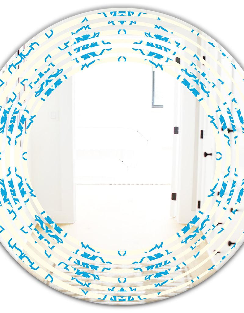 DesignQ Retro Ornamental Pattern I - Modern Round Or Oval Wall Mirror - Wave