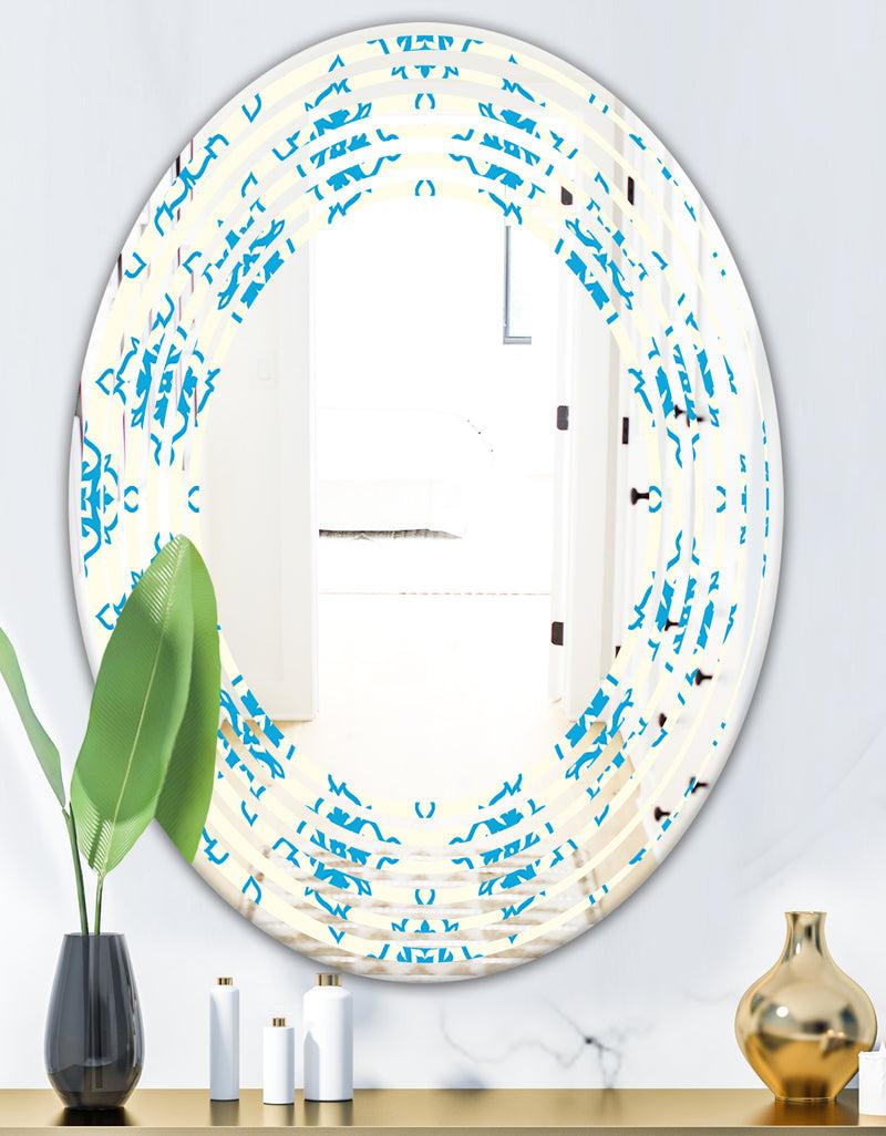 DesignQ Retro Ornamental Pattern I - Modern Round Or Oval Wall Mirror - Wave