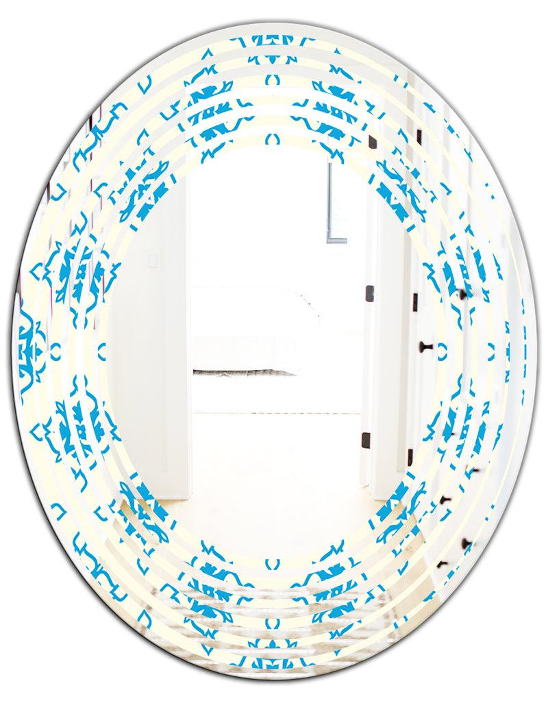 DesignQ Retro Ornamental Pattern I - Modern Round Or Oval Wall Mirror - Wave