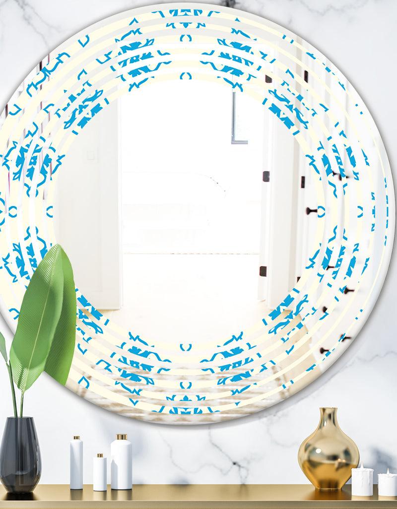 DesignQ Retro Ornamental Pattern I - Modern Round or Oval Wall Mirror - Wave