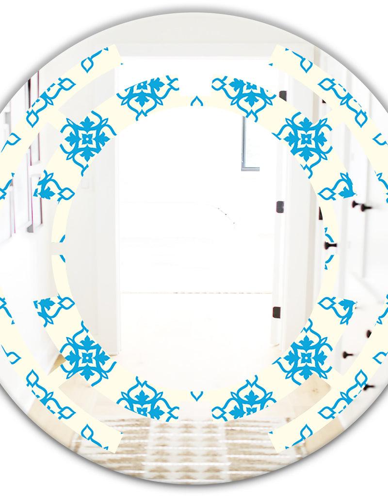 DesignQ Retro Ornamental Pattern I - Modern Round Or Oval Wall Mirror - Space