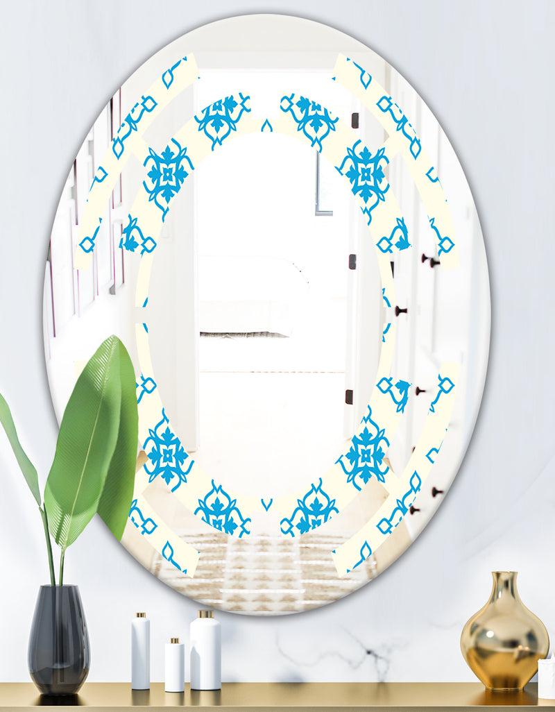 DesignQ Retro Ornamental Pattern I - Modern Round Or Oval Wall Mirror - Space