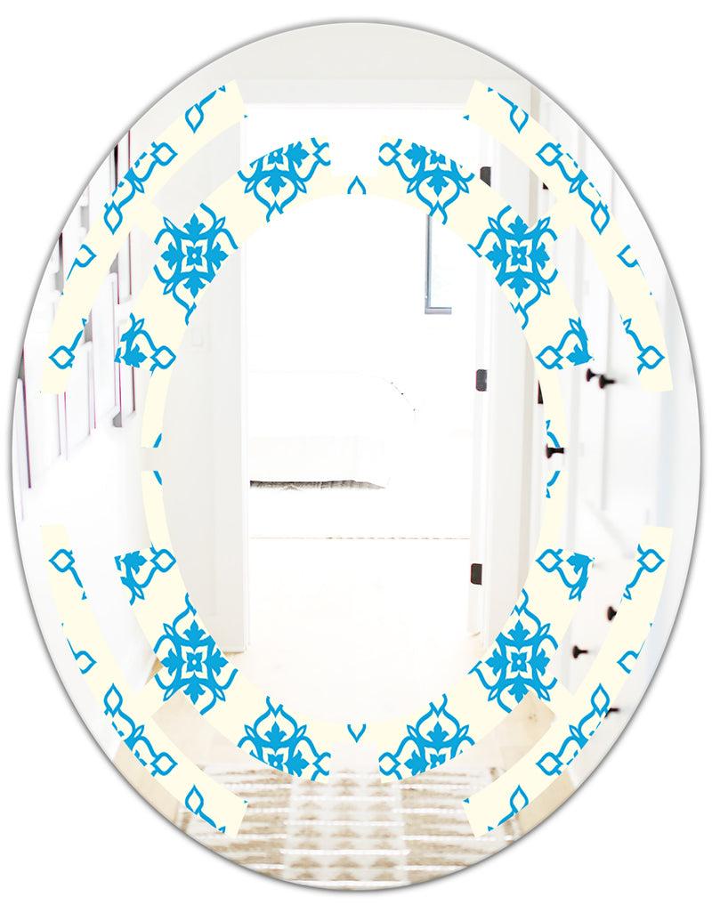 DesignQ Retro Ornamental Pattern I - Modern Round Or Oval Wall Mirror - Space