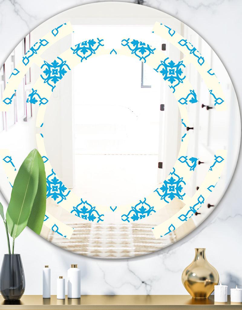 DesignQ Retro Ornamental Pattern I - Modern Round or Oval Wall Mirror - Space