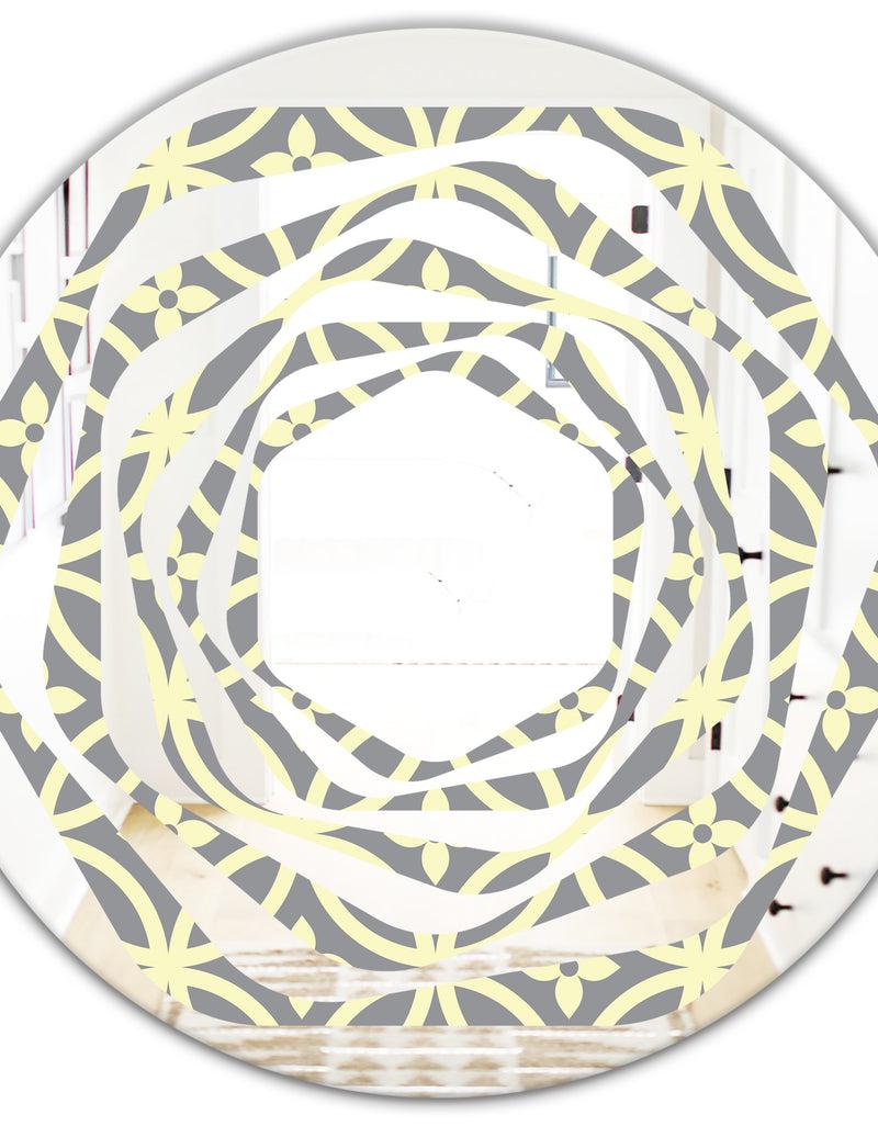 DesignQ Retro Ornamental Pattern II - Modern Round Or Oval Wall Mirror - Whirl
