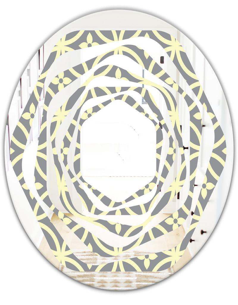 DesignQ Retro Ornamental Pattern II - Modern Round Or Oval Wall Mirror - Whirl