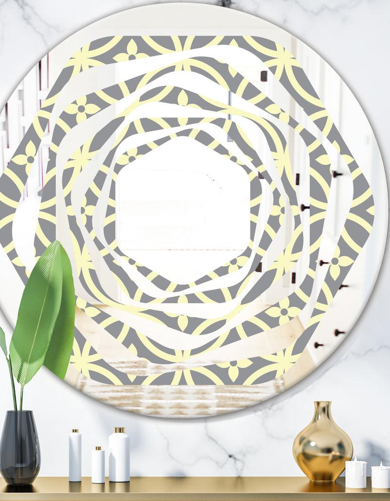DesignQ Retro Ornamental Pattern II - Modern Round or Oval Wall Mirror - Whirl