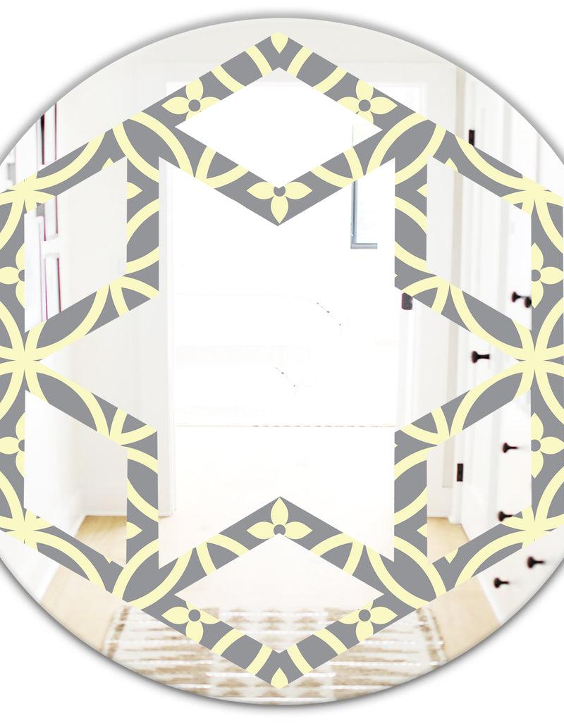 DesignQ Retro Ornamental Pattern II - Modern Round Or Oval Wall Mirror - Hexagon Star