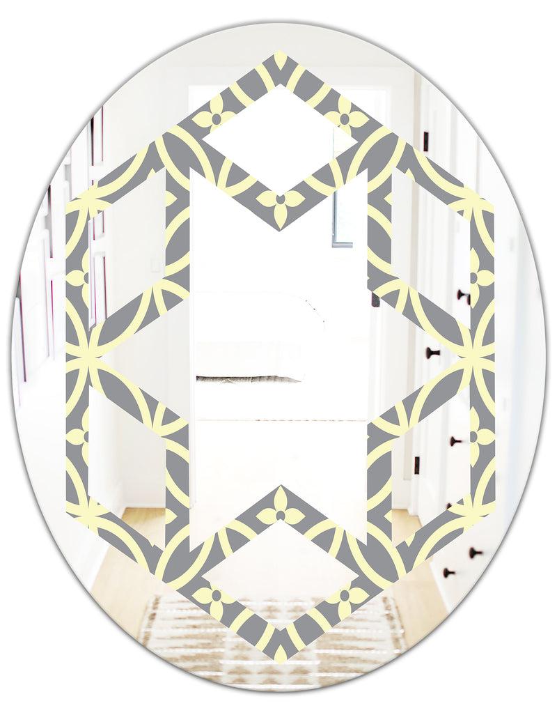 DesignQ Retro Ornamental Pattern II - Modern Round Or Oval Wall Mirror - Hexagon Star