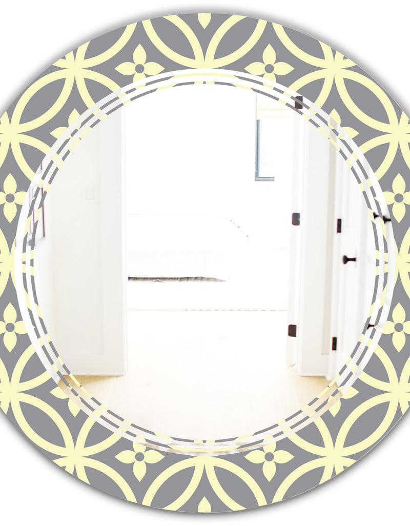 DesignQ Retro Ornamental Pattern II - Modern Round Or Oval Wall Mirror - Triple C