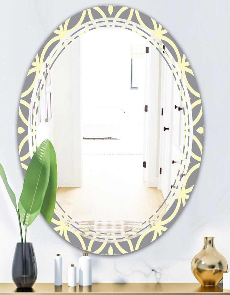 DesignQ Retro Ornamental Pattern II - Modern Round Or Oval Wall Mirror - Triple C