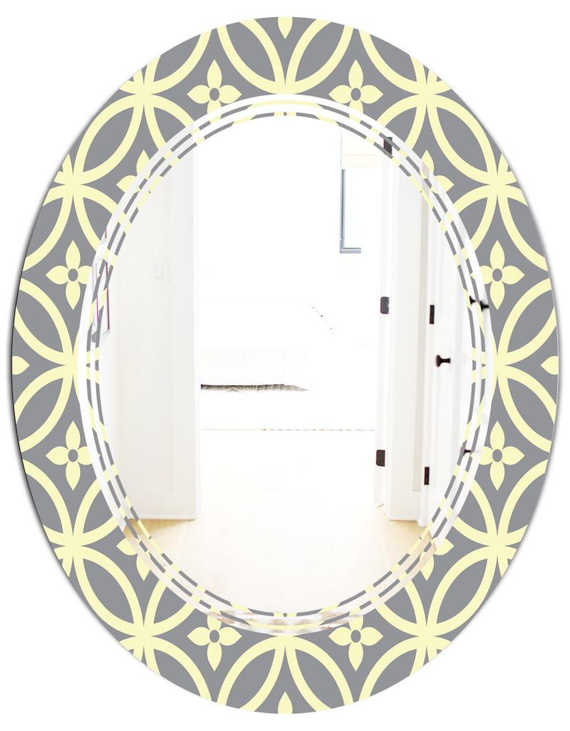DesignQ Retro Ornamental Pattern II - Modern Round Or Oval Wall Mirror - Triple C