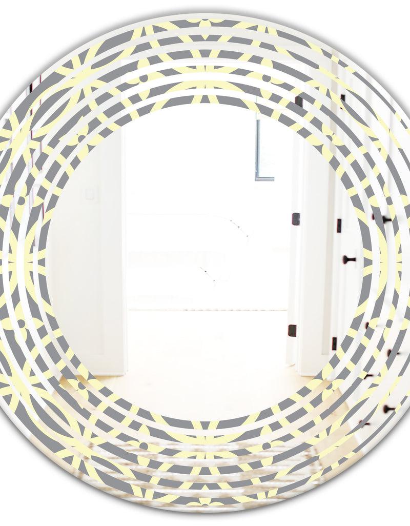 DesignQ Retro Ornamental Pattern II - Modern Round Or Oval Wall Mirror - Wave