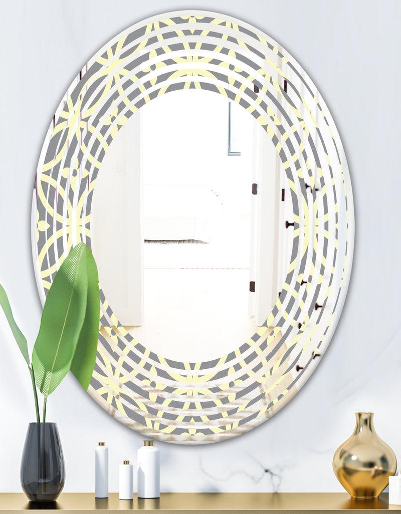 DesignQ Retro Ornamental Pattern II - Modern Round Or Oval Wall Mirror - Wave