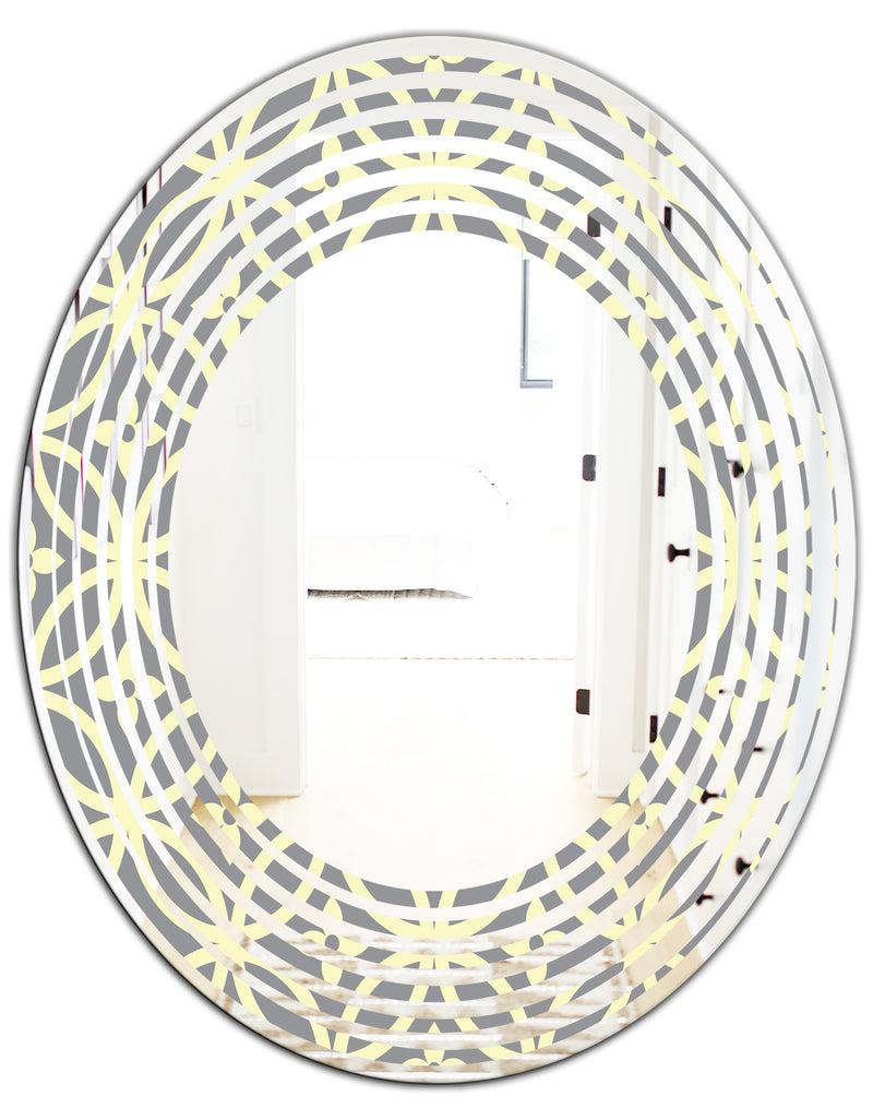 DesignQ Retro Ornamental Pattern II - Modern Round Or Oval Wall Mirror - Wave