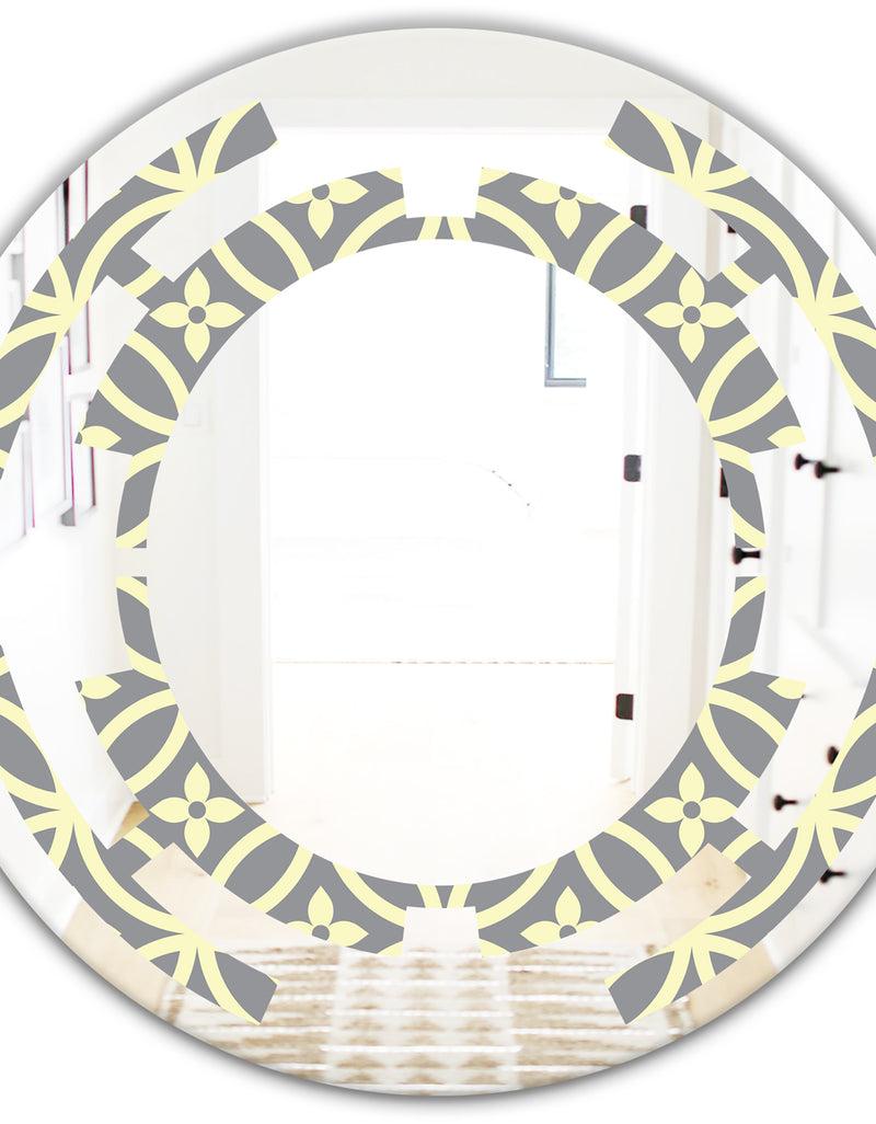 DesignQ Retro Ornamental Pattern II - Modern Round Or Oval Wall Mirror - Space