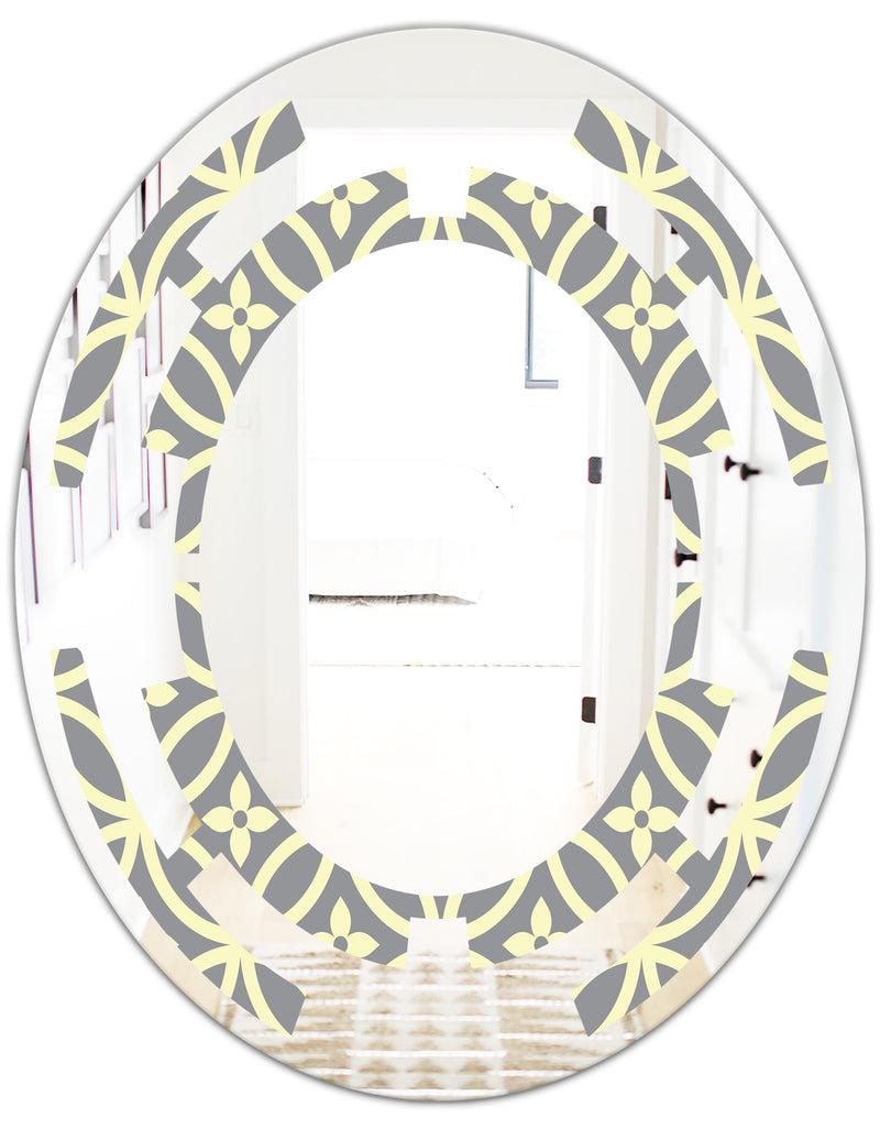 DesignQ Retro Ornamental Pattern II - Modern Round Or Oval Wall Mirror - Space
