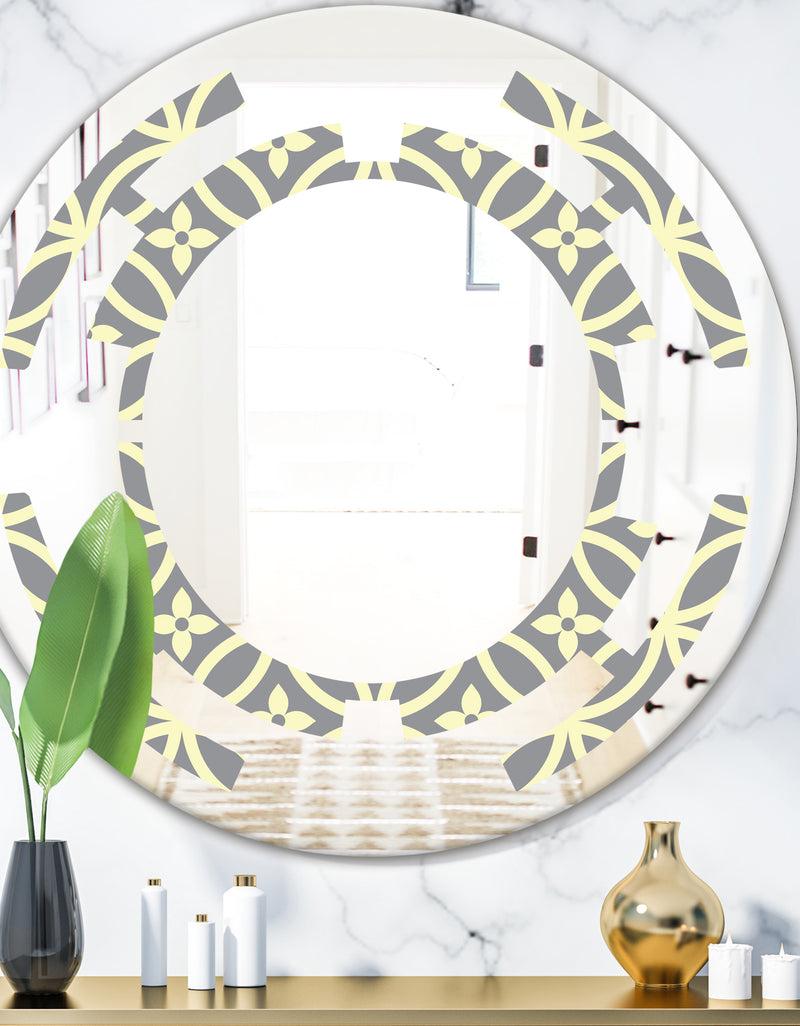 DesignQ Retro Ornamental Pattern II - Modern Round or Oval Wall Mirror - Space