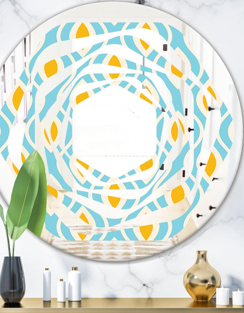 DesignQ Retro Pattern Abstract Design I - Modern Round or Oval Wall Mirror - Whirl