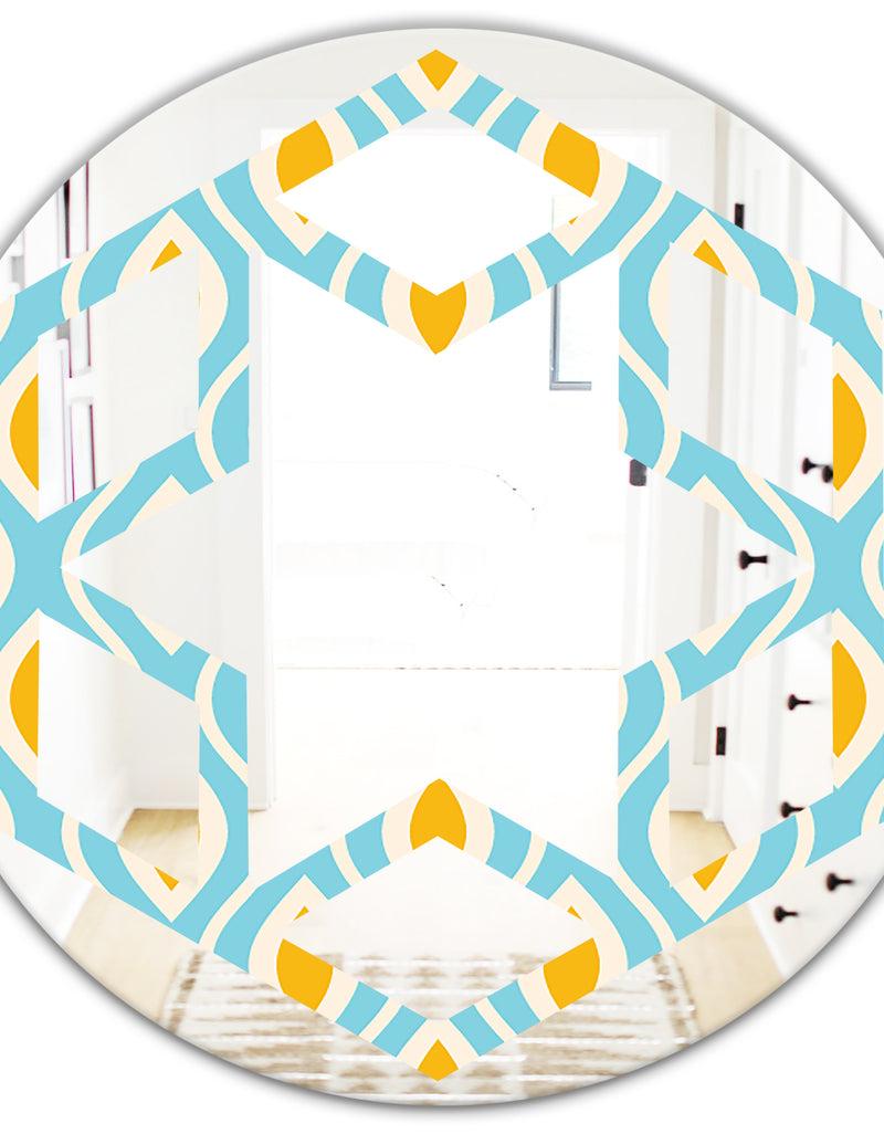 DesignQ Retro Pattern Abstract Design I - Modern Round Or Oval Wall Mirror - Hexagon Star
