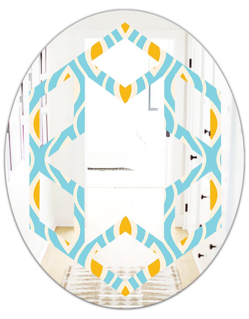 DesignQ Retro Pattern Abstract Design I - Modern Round Or Oval Wall Mirror - Hexagon Star