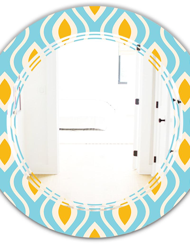 DesignQ Retro Pattern Abstract Design I - Modern Round Or Oval Wall Mirror - Triple C