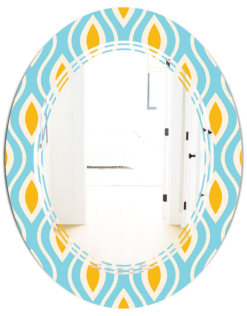 DesignQ Retro Pattern Abstract Design I - Modern Round Or Oval Wall Mirror - Triple C