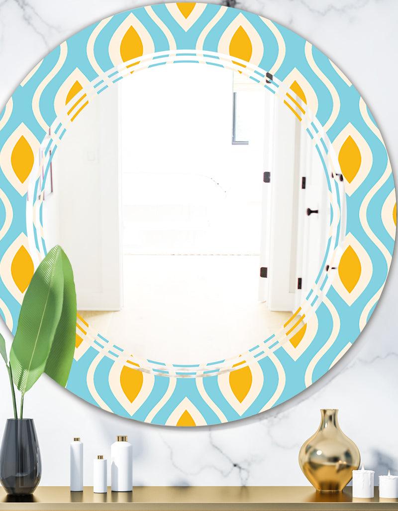 DesignQ Retro Pattern Abstract Design I - Modern Round or Oval Wall Mirror - Triple C