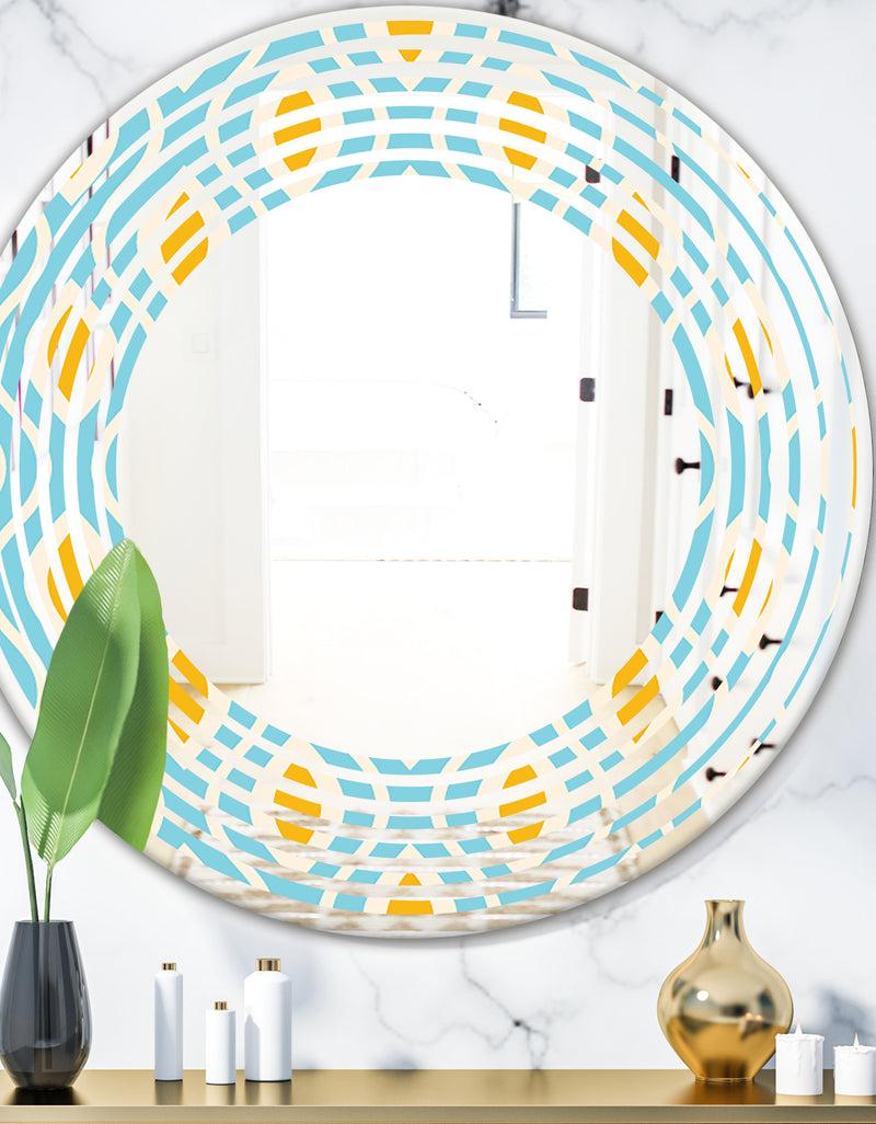 DesignQ Retro Pattern Abstract Design I - Modern Round or Oval Wall Mirror - Wave