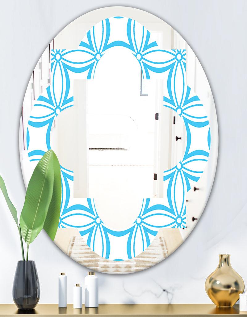 DesignQ Retro Pattern Abstract Design II - Modern Round Or Oval Wall Mirror - Quatrefoil
