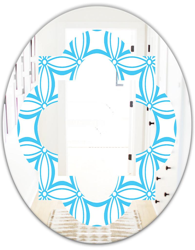 DesignQ Retro Pattern Abstract Design II - Modern Round Or Oval Wall Mirror - Quatrefoil