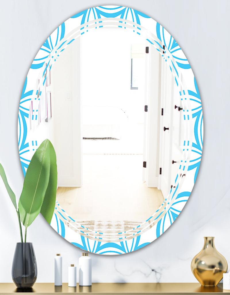 DesignQ Retro Pattern Abstract Design II - Modern Round Or Oval Wall Mirror - Triple C